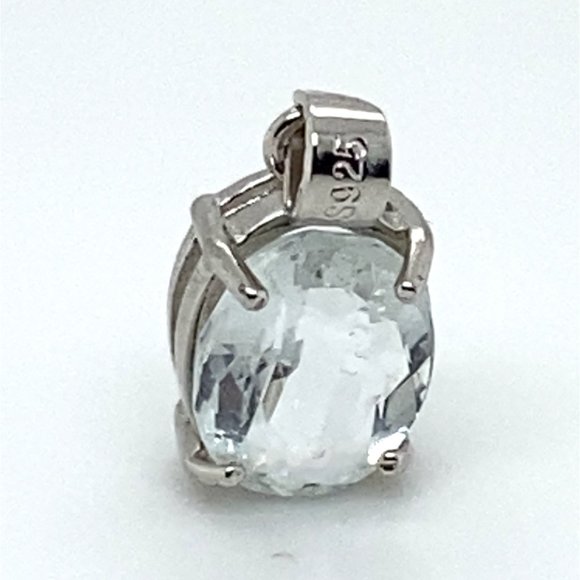 Aquamarine 1.90ct White Gold Finish Solid 925 Sterling Silver Pendant - Picture 4 of 6